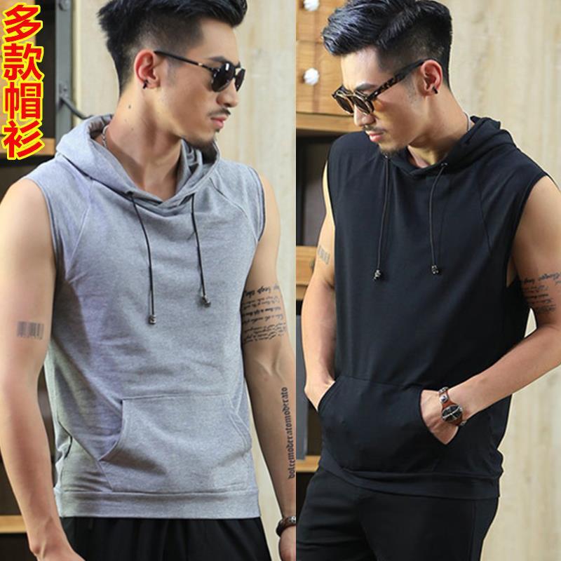 Harajuku-style European and American Men's Vest Loose Korean Fashionable All-match Hoodie Sleeveless T-shirt Summer Hoodie Harajuku-style European and American Men's Vest Loose Korean Fashionable All-match Hoodie Sleeveless T-shirt Summer Hoodie