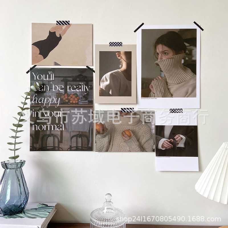 ins French retro room bedroom background wall sticker wall decoration card poster photo props send stickers