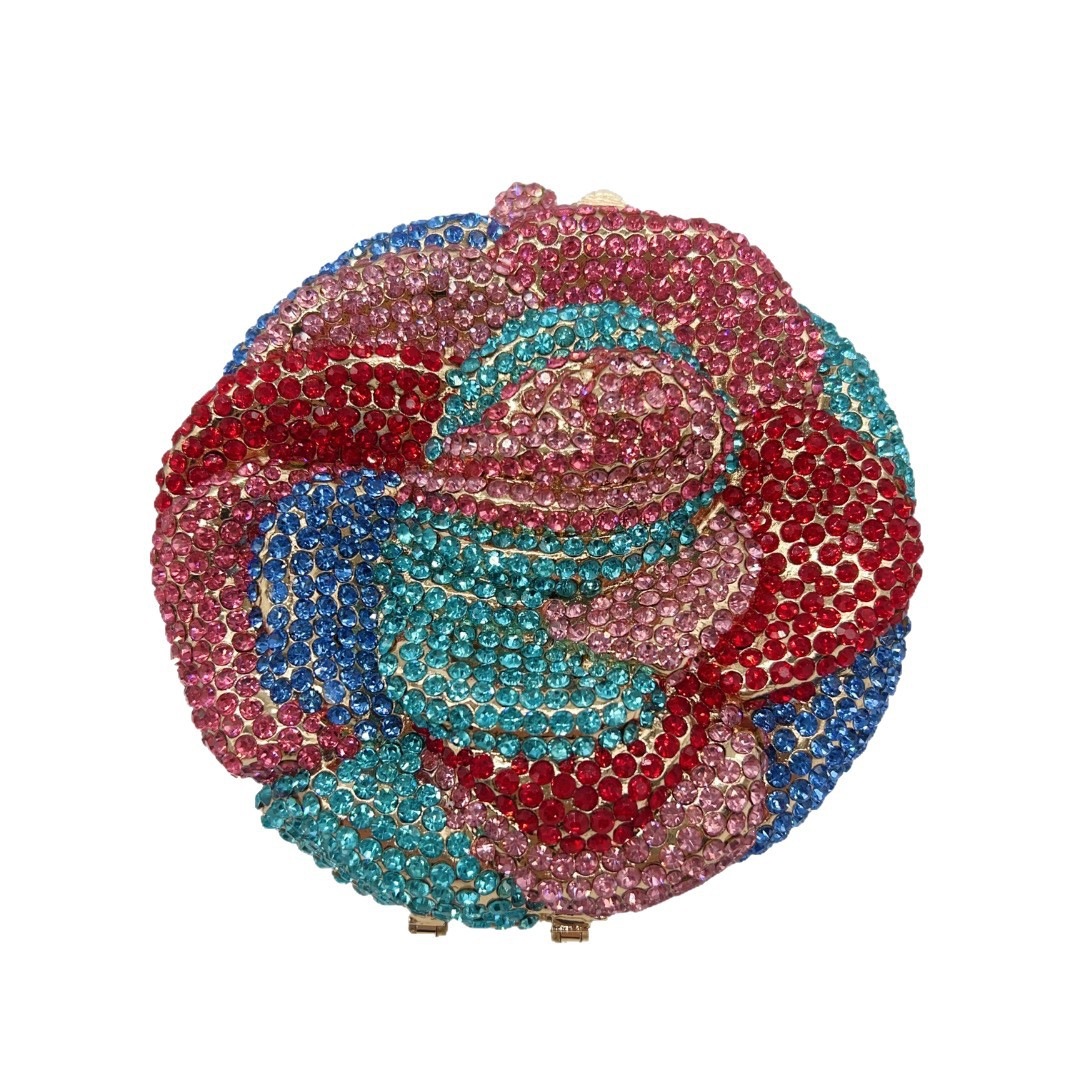 Bolsa de cristal transfronteriza con diamantes para la cena bolsa de mano de brotes de flores de lujo ligera bolsa de banquete de diamantes de color