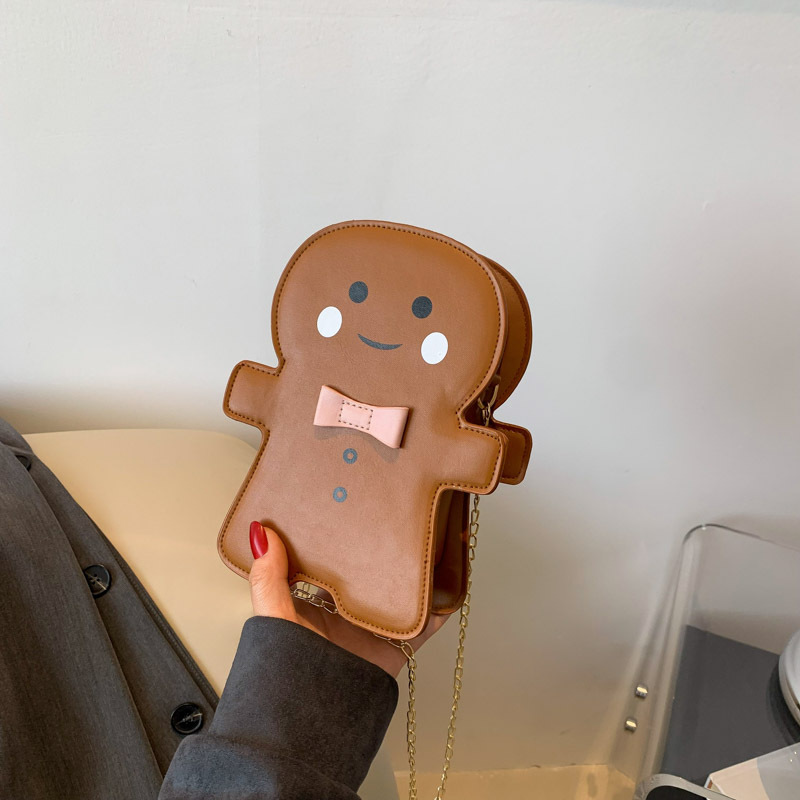 Bolso de hombro de moda simple 2024 invierno nuevo lindo muñeco de nieve de dibujos animados bolso de nicho cadena de horno oblicuo