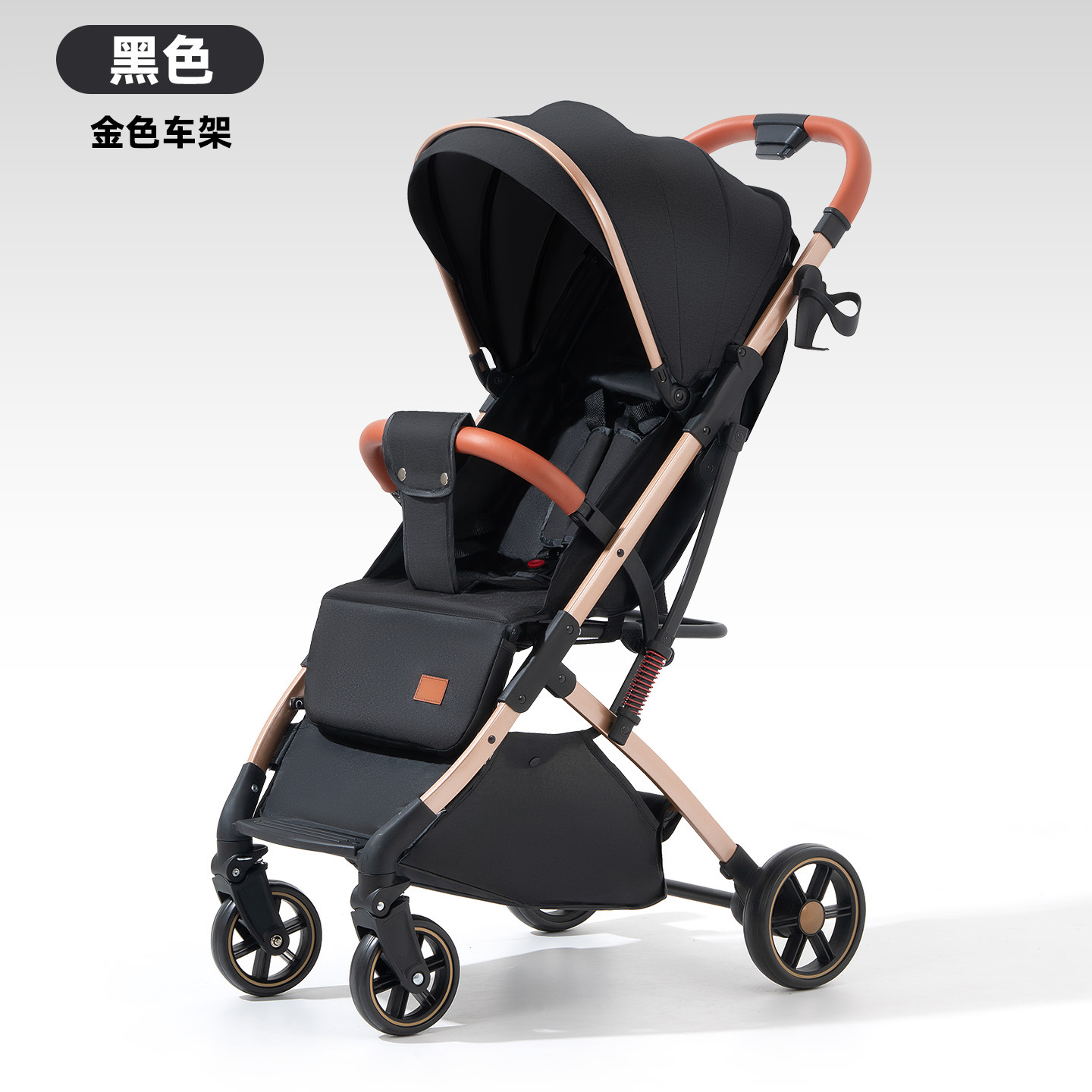 Carrinos personalizados de cuatro ruedas para bebés se pueden sentar y acostar con un botón plegable Baby BB Carrinos de mano ligeros amortiguadores con frenos de barra de tracción