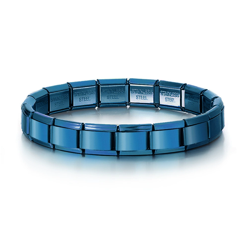 Italian module bracelet, elastic stitching titanium charm strap, multi-color stainless finish