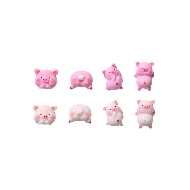 Cartoon pig nail jewelry cute sweet girl heart pink pig three-dimensional resin nail accessories wholesale