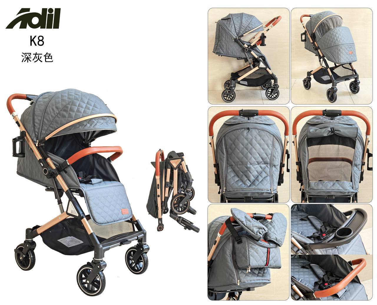 Calidez total y protección (+ guantes gratis + bolsa para mamá) gris lino