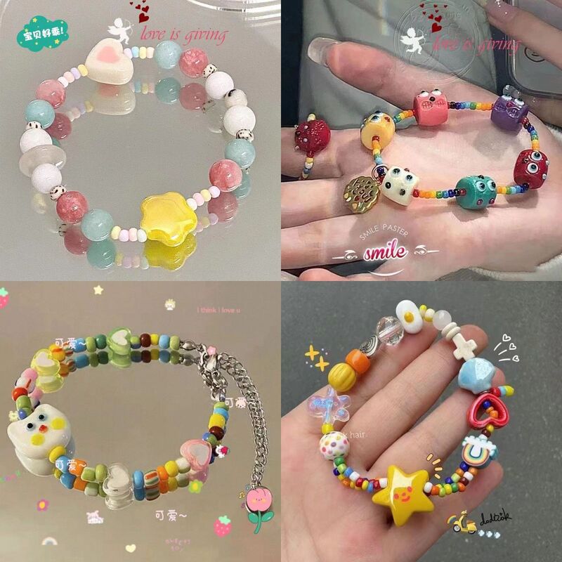 Summer Rainbow Dopamine Beads Fresh Colorful Niche Design Sweet Star Elastic Bracelet Bracelet Summer Rainbow Dopamine Beads Fresh Colorful Niche Design Sweet Star Elastic Bracelet Bracelet