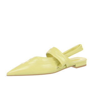 9862-1 Spring 2023 New pointy flat bottom back empty versatile pleated soft leather single shoes hollowed-out back strap
