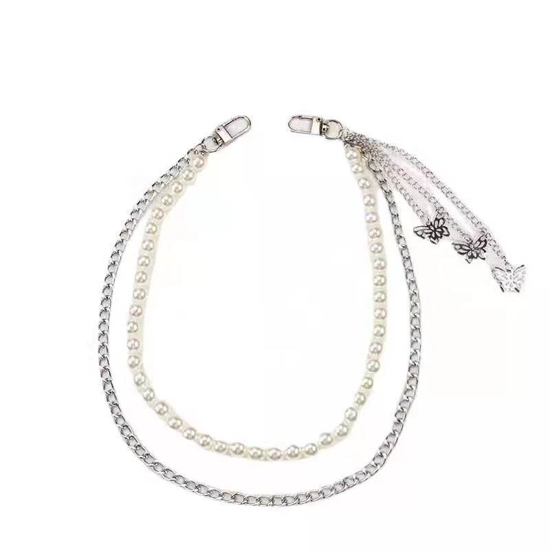Retro accessory, chain from pearl, pendant with tassels, European style, punk style, simple and elegant design, wholesale
