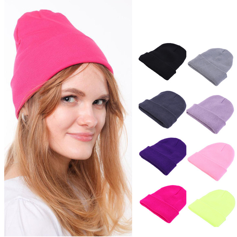 Demi-season keep warm solid color woolen knitted hat for men and…