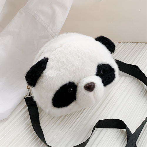 Cute Handbag Girl Crossbody Bag 2024 New Trend Soft and Cute Teenage Cartoon Plush Bag Panda Baby Shoulder Bag