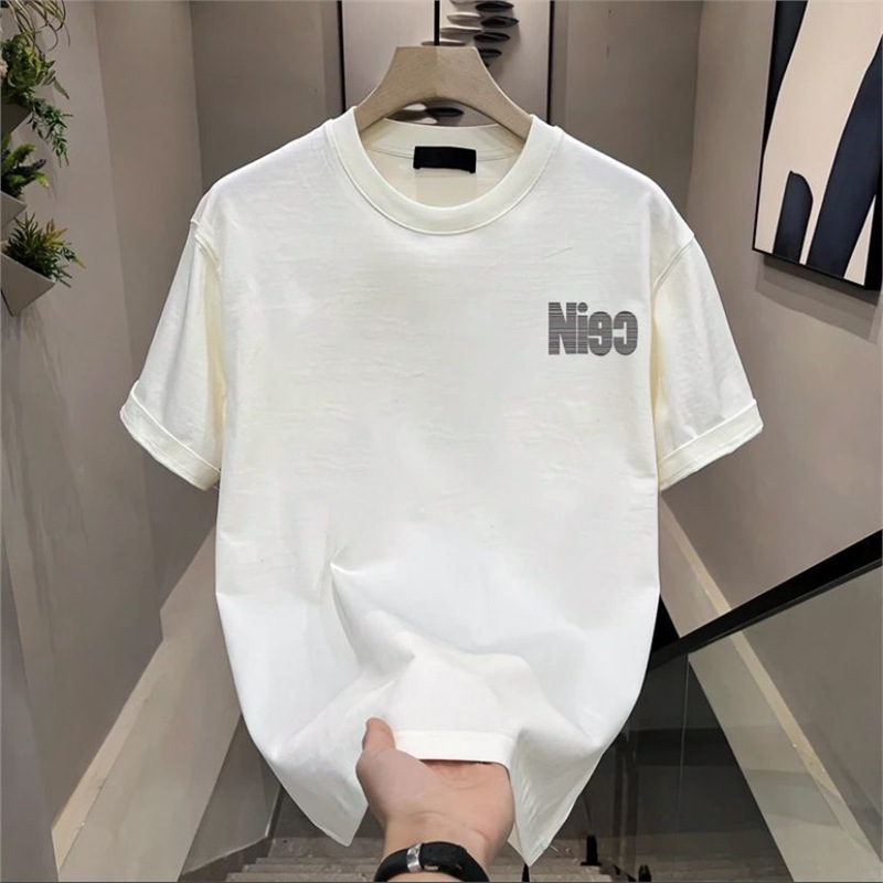2025 Summer Short-sleeved T-shirt for Foreign Trade, Men's and Women's Students' White Base Shirt, Korean-style Loose Couple Outfit Inner Top