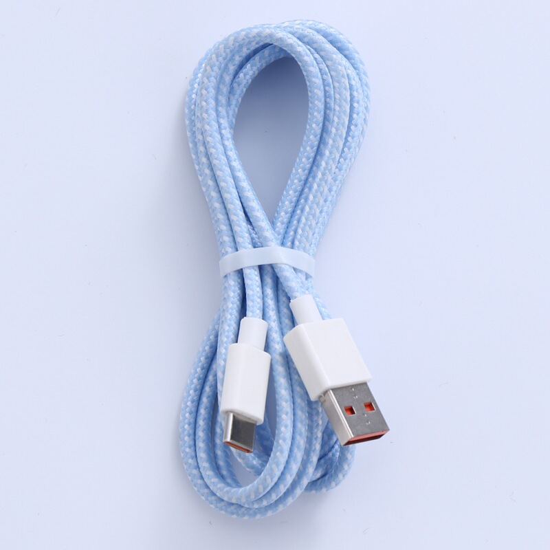 蓝色编织type-c手机数据线尼龙编pd亮光面超级快充适用华为充电线|undefined