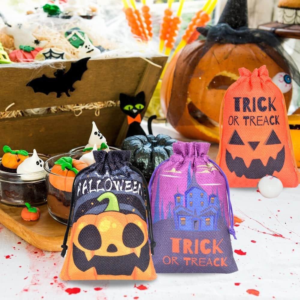 万圣节热销鬼怪印花抽绳束口袋 节日儿童派对讨糖收纳礼品袋批发