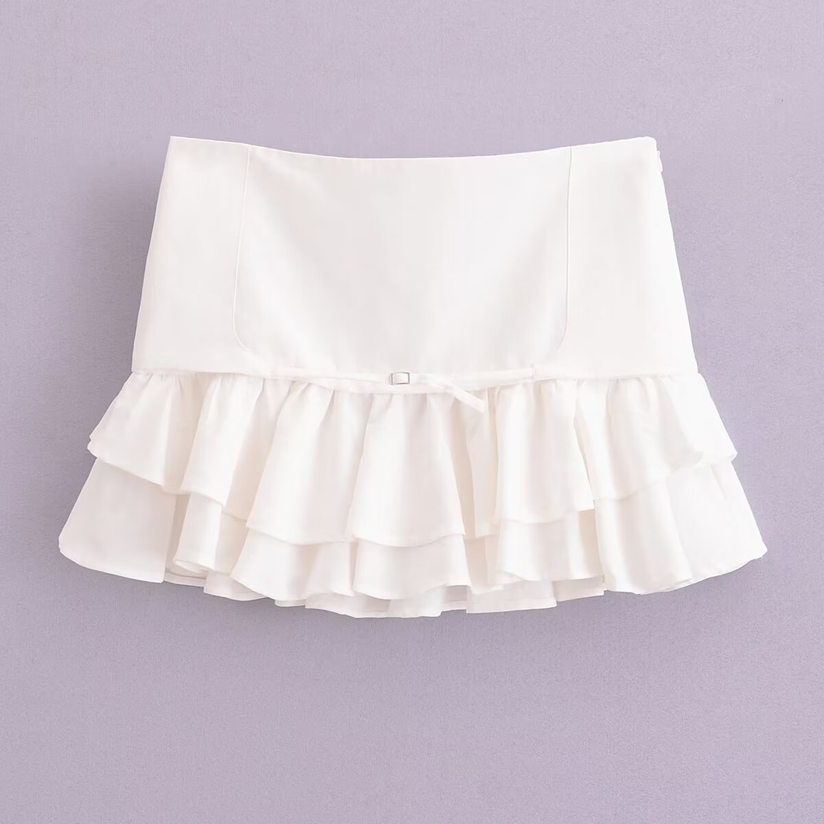 BZL2024欧美风春女装新款白色叠层迷你半身裙小短裙  68757图片色