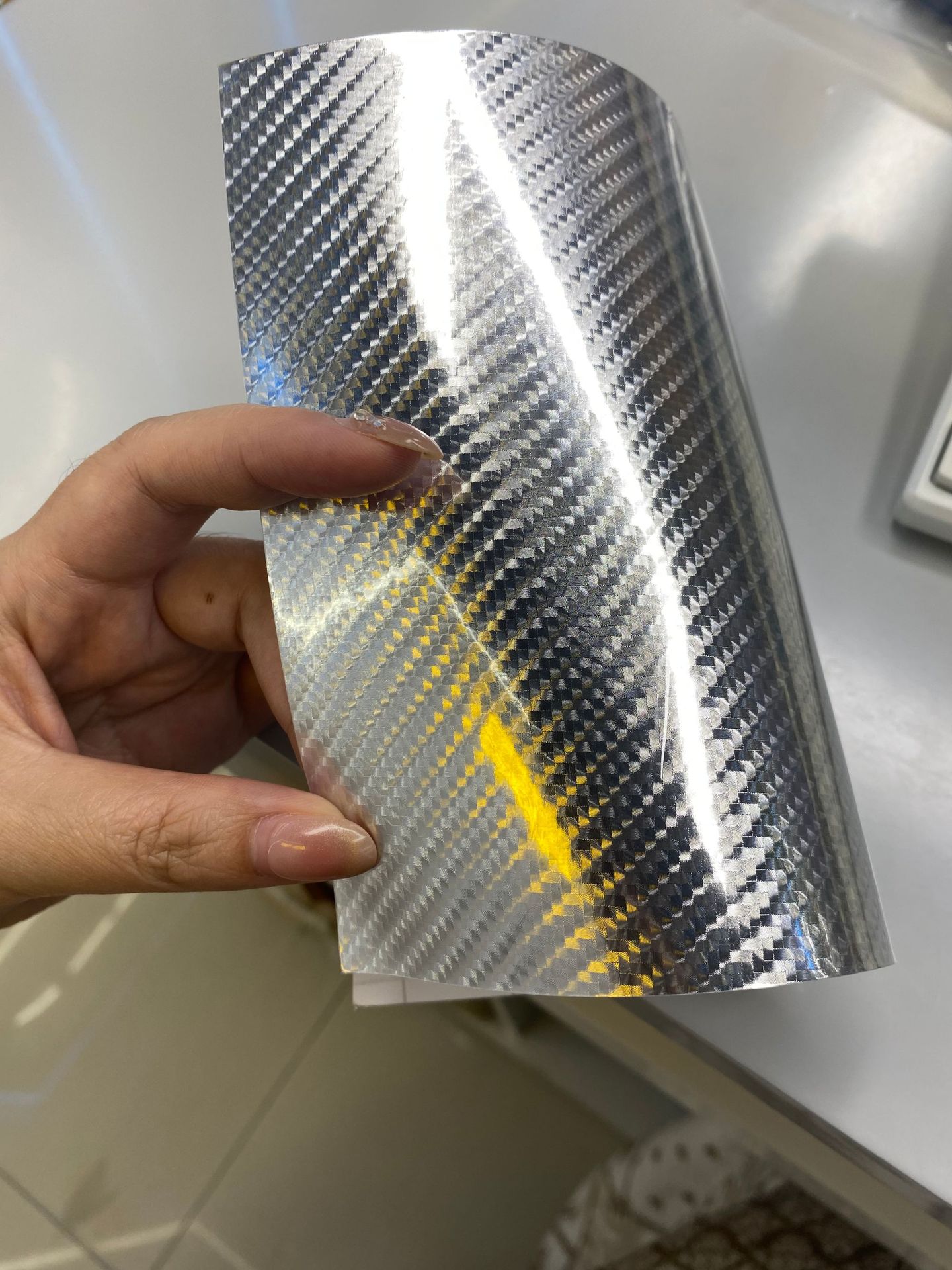 Cross-border best-selling forged carbon fiber sticker for interior center console and full body roof film, simulated 6D electroplated metallic silver and gold