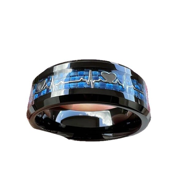 New stylish 8mm stainless steel ring with heartbeat design with…