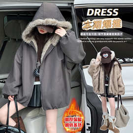 女童两面穿派克服加绒加厚秋冬2025新款儿童超好看荷包棉服外套潮