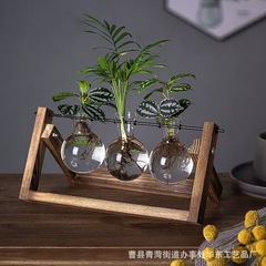 木製水耕ラッククリエイティブブラケットグリーンディル水耕植物ラックボトル層状ハンガーデスクトップ無垢材装飾ラック