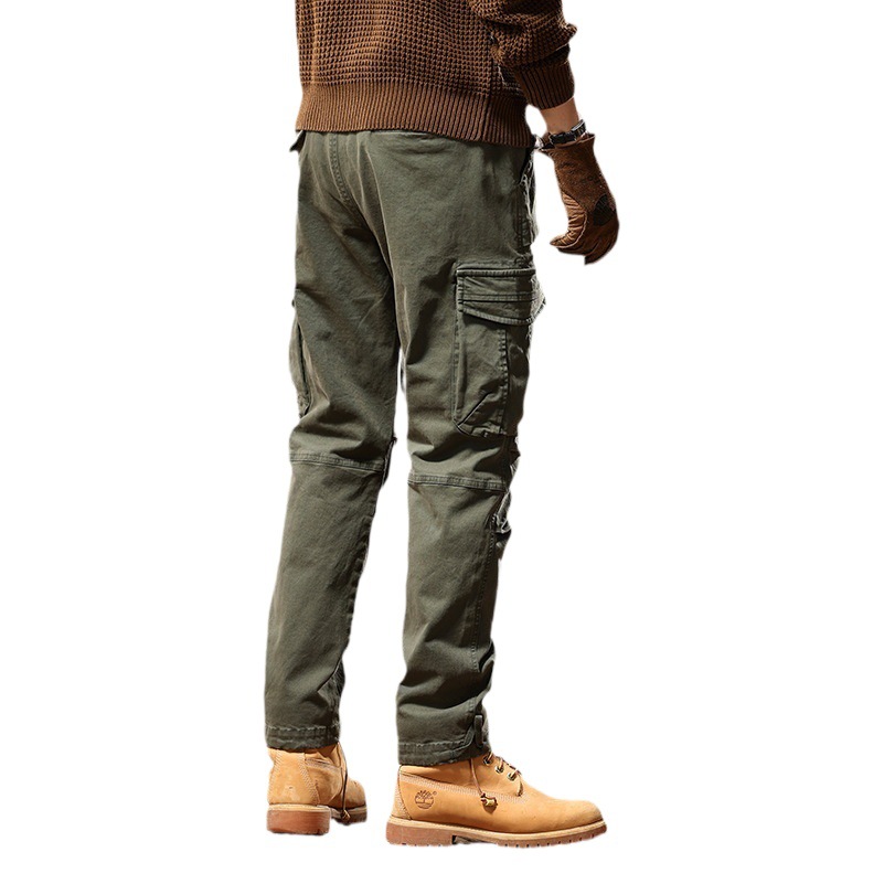 Hombres de moda nuevos pantalones de trabajo de bolsillo rectos de estilo americano 7606 pantalones largos