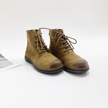 秋冬新款手工真皮短靴女靴森系复古圆头舒适软底短筒加绒马丁靴女