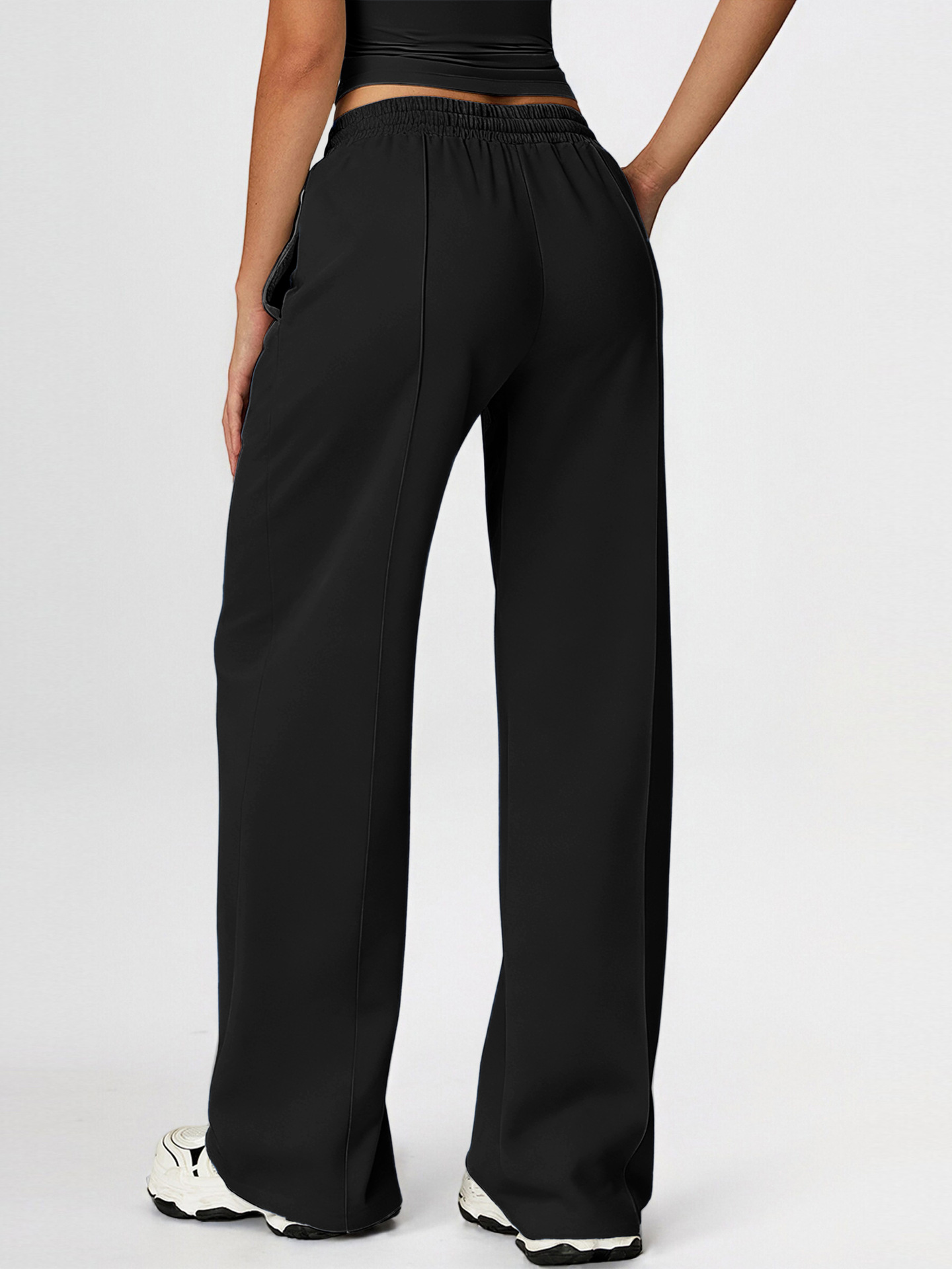 Primavera y otoño nuevos pantalones deportivos de alta cintura sueltos de bolsillo pantalones casuales rectos en el exterior pantalones deportivos versátiles mujeres
