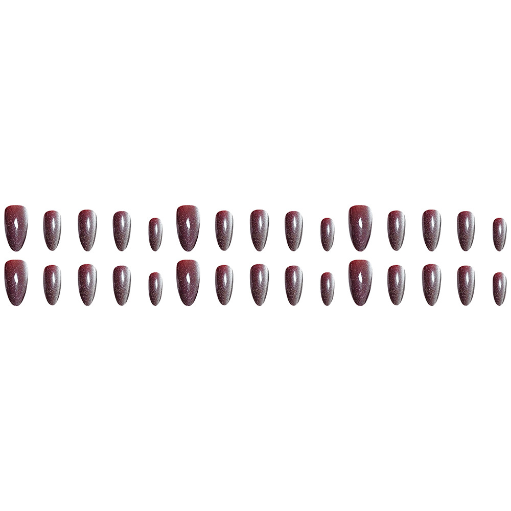 Comercio exterior rojo marrón gradiente ojo de gato 30 piezas de uñas de almendra blanquear uñas uñas falsas lotes mixtos spot