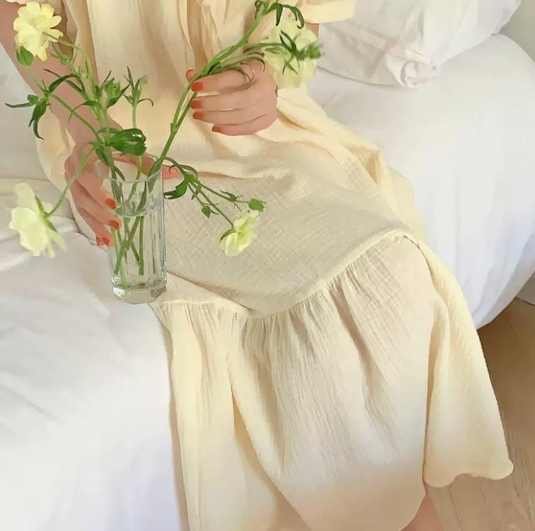 Summer breathable cotton long pijama, with short sleeve, oversize