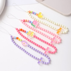 弋戀新款亞克力串珠滴油糖果蝴蝶配件花朵手腕鏈配飾短款手機掛繩