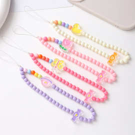 弋恋新款亚克力串珠滴油糖果蝴蝶配件花朵手腕链配饰短款手机挂绳