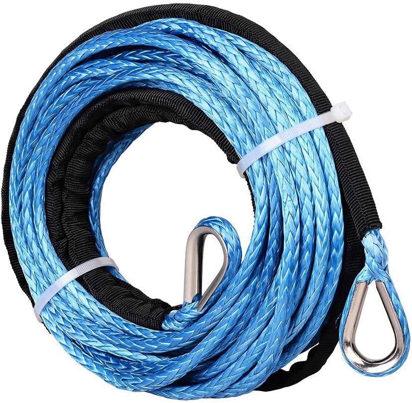 6mm Synthetic Fiber Rope Winch Rope 7700 Pounds 1/4 Polymer Trailer Rope Hook Uhmwpe Electric Winch Extension