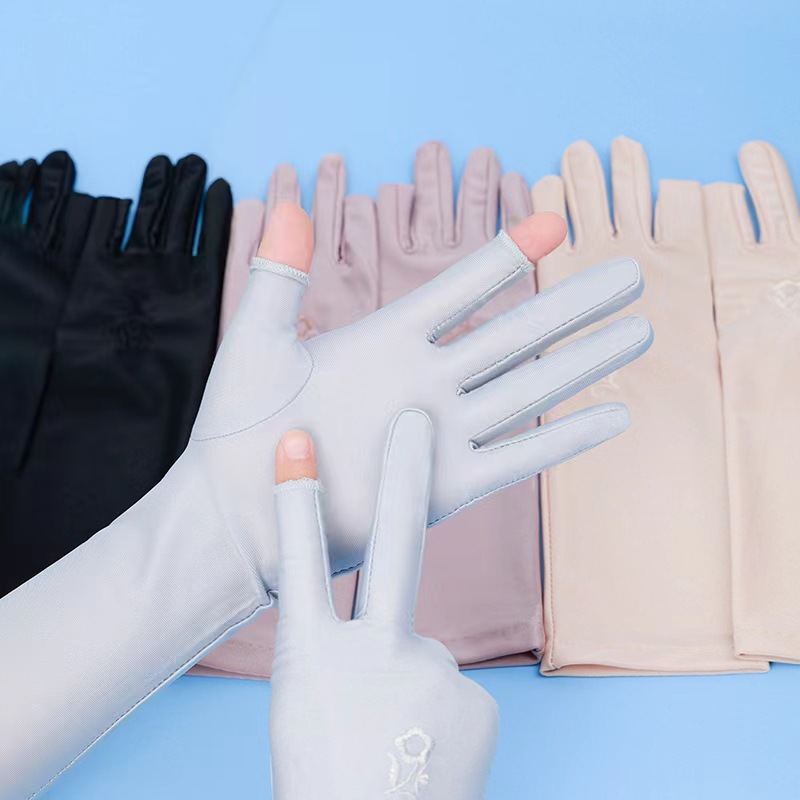 Guantes de protección solar de seda de hielo para mujer funda de manga de brazo de conducción larga protección UV sentido avanzado deportivo simple y suelto antideslizante