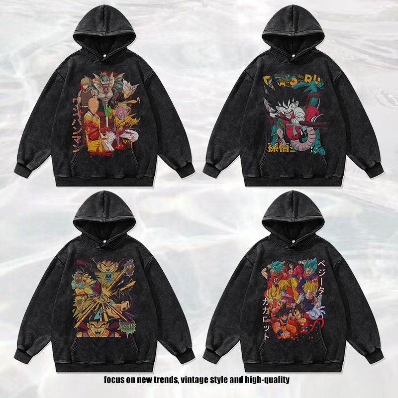 Tkpa Japanese Style Dragon Ball Men's Hoodie Digital Direct Printing Cross-Border Autumn and Winter Heavy Cotton Washed Sweatshirt for Men