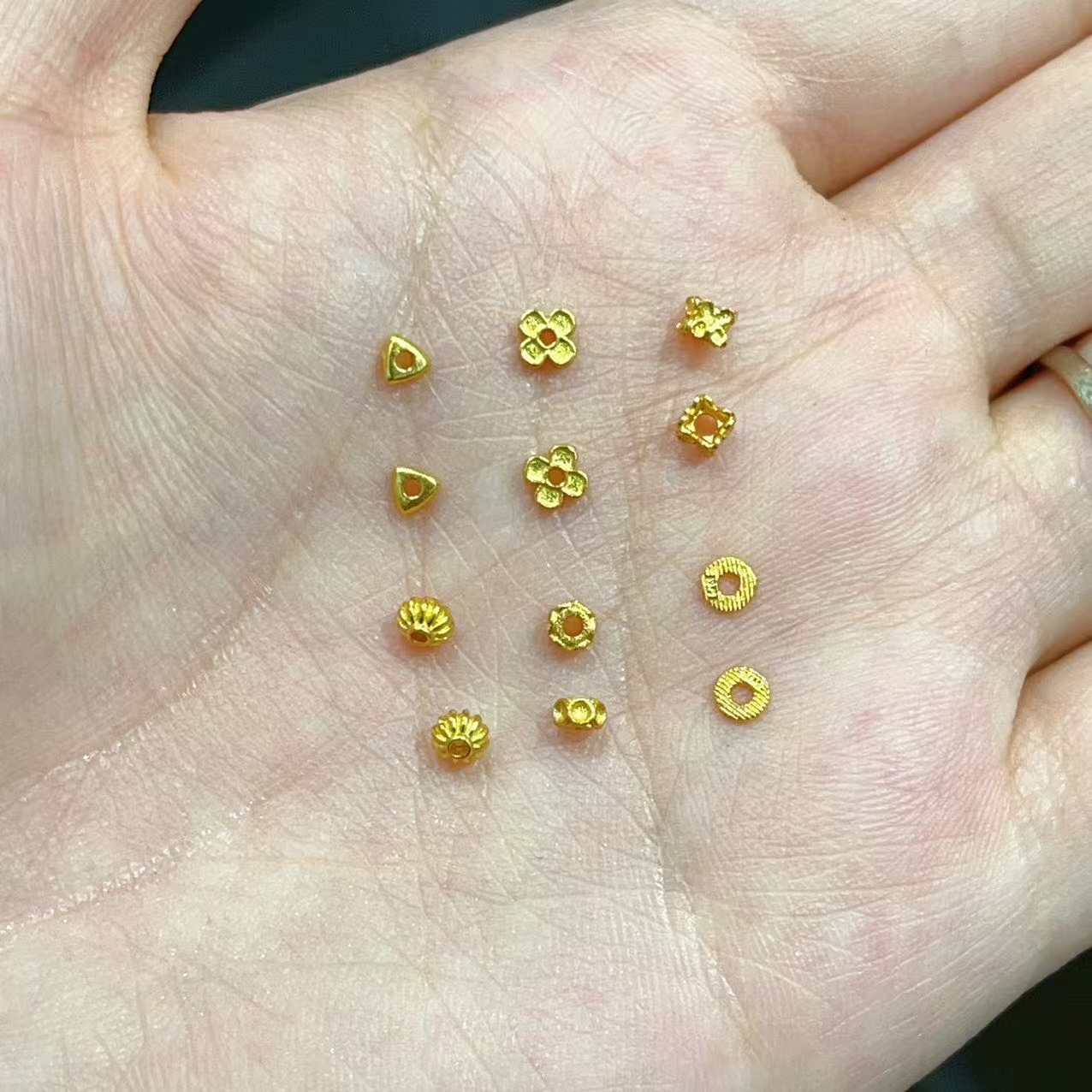 S925 Silver Gold-Plated Hollow Flower Caps for DIY Bracelets, Handmade Spacer Beads, Flower Caps, Positioning Beads