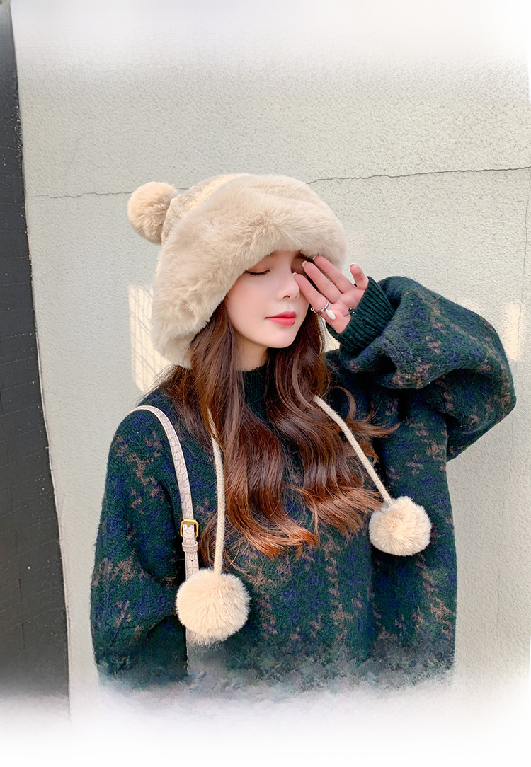 Dames wintermuts met pompon warme gebreide muts voor de herfst_voghion.com