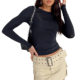 European and American Clothing Casual Long-Sleeved T-Shirt Spring & Fall Pure Color Slim Pullover T-Shirt Women's Street Wear Bottoming Shirt Top