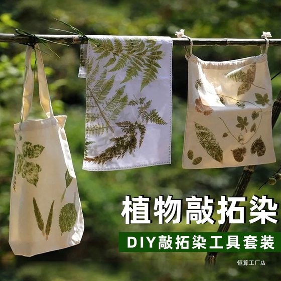 Plant tapping and dyeing material bag alum fixing agent kindergarten children's printing and dyeing hammer canvas diy tool suit