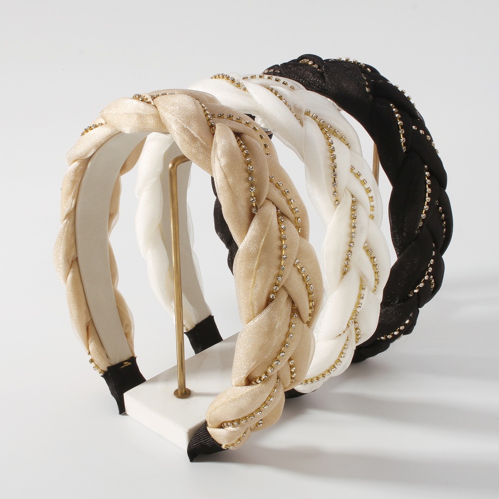 fashion geometric claw chain simple twist braid rhinestone fabric headbandpicture2