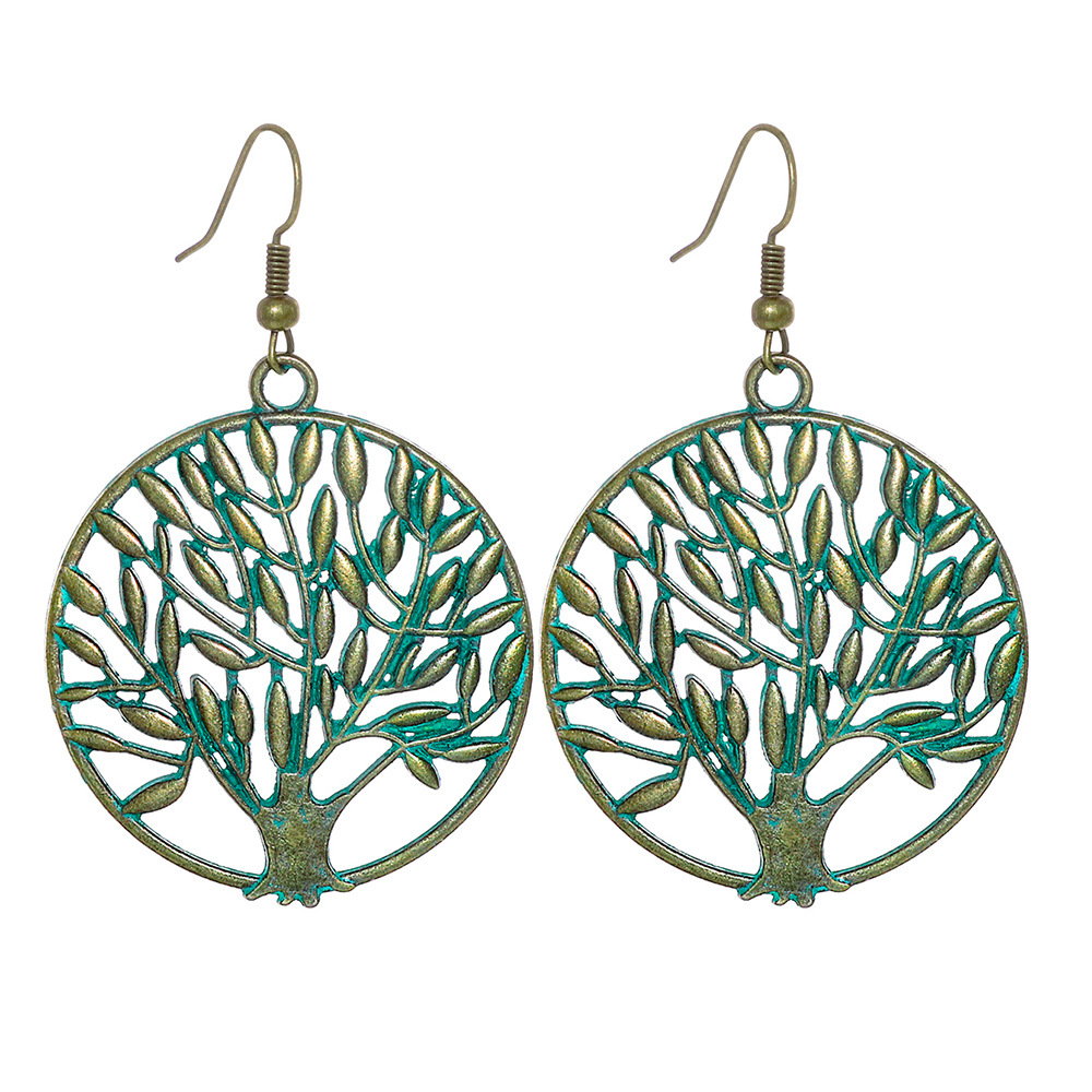 Cross-Border Hot-Selling Metal Earrings Wholesale Bohemian Style Hollow Earrings Retro Distressed Alloy Earrings