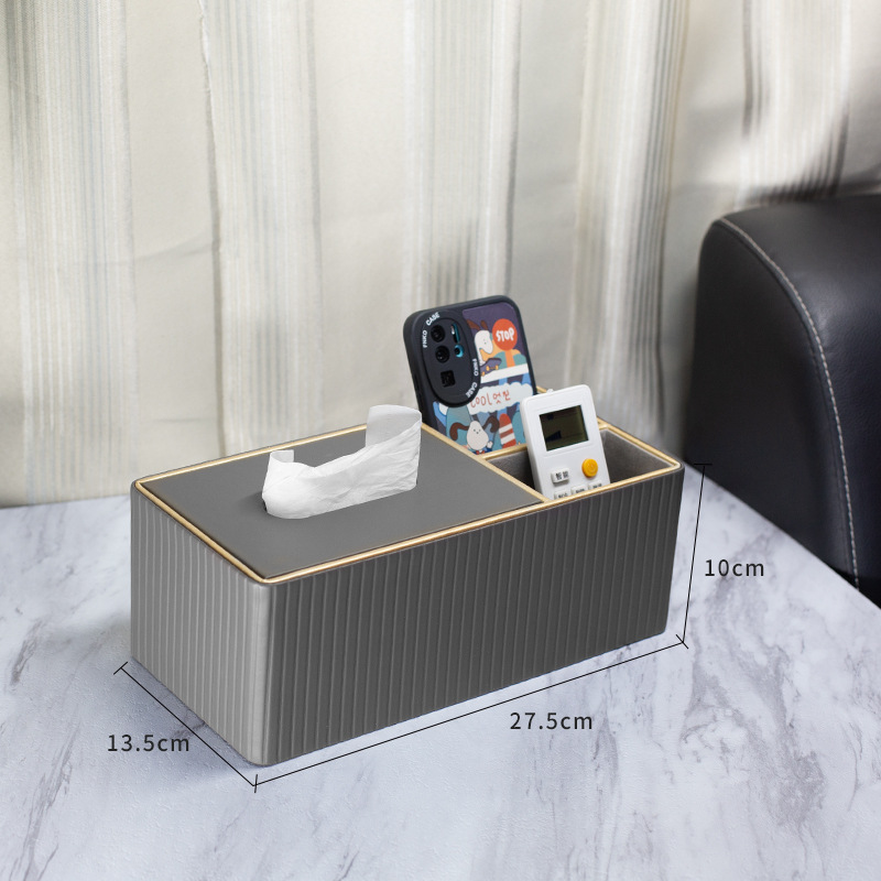 Caja de tejido de cuero del hogar Luz de lujo sala de estar Hotel comercial multi-función caja de tejido impresión caja de almacenamiento de control remoto