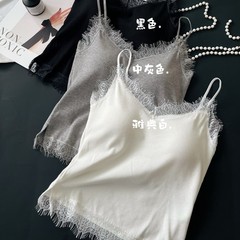 Xinjiang cotton suspender clothes hanger internet celebrity eyelash lace design fixing cup with chest pad sexy vest 8159