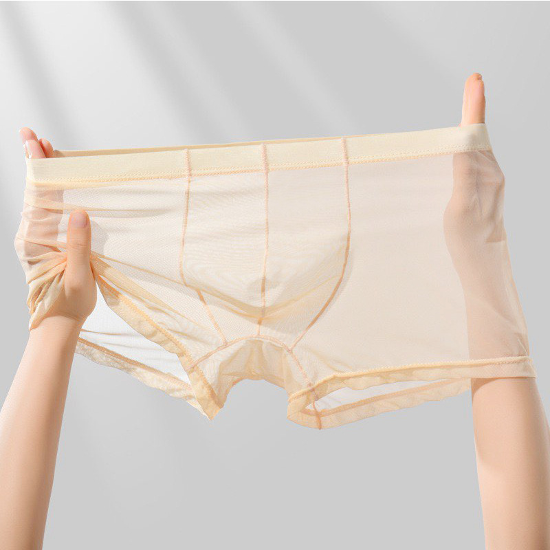 Manufacturers on behalf of men's sexy underwear gauze ice silk ultra-thin silky boxer pants transparent breathable sexy boxer pants