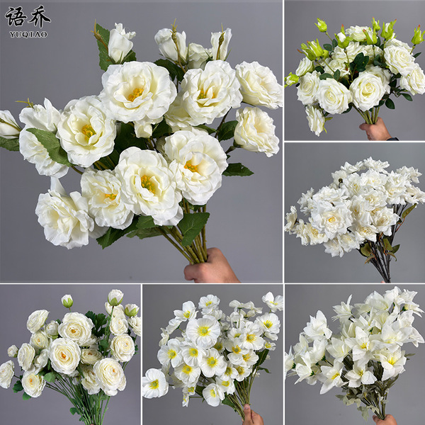 white realistic wedding flowers