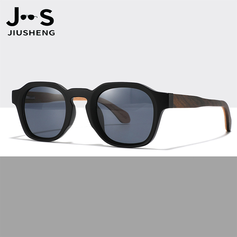 Cross-Border New Wooden Sunglasses Polygonal Narrow Frame Retro Men's Driving Sunglasses Wenzhou Bamboo Wood Glasses for Women