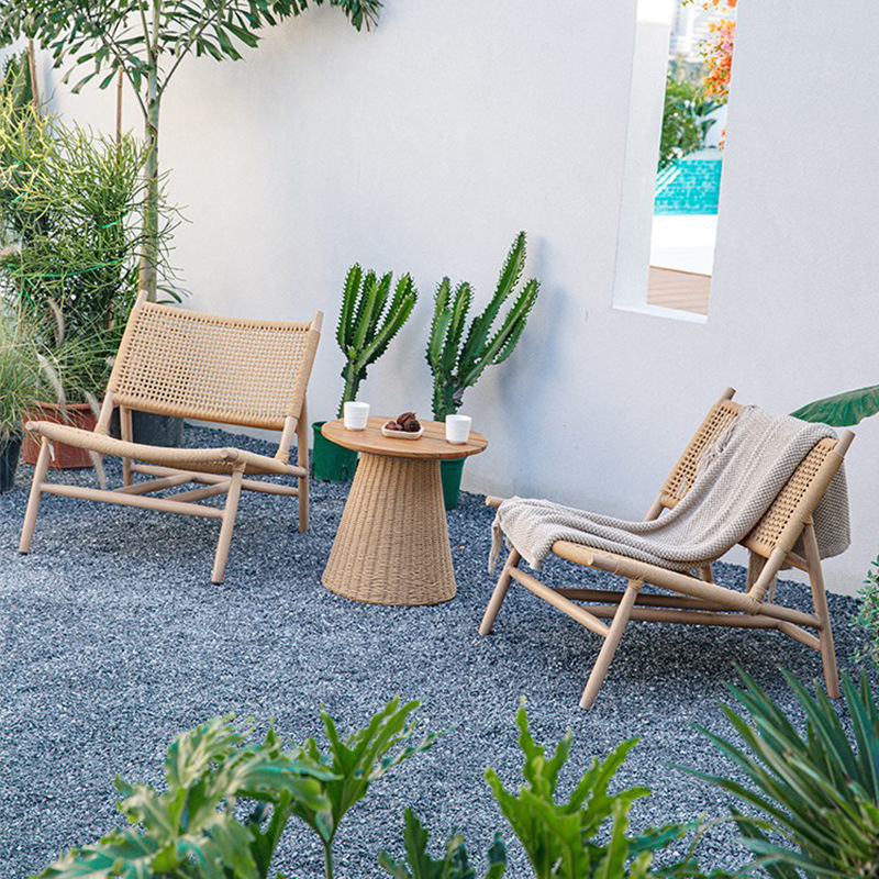 Outdoor Leisure Chair Villa Balcony Single Sofa Chair Home Chair Rope Weaving Bed and Breakfast Courtyard Garden Open-Air Table and Chairs
