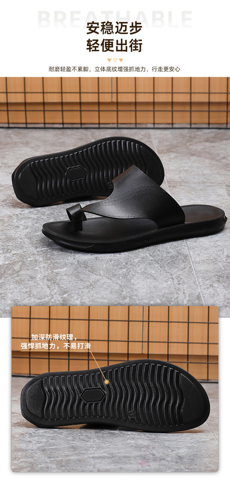 Dép sandal nam quai ngang xỏ ngón cỡ lớn, đế PU chống trượt, thoáng khí, phong cách casual — Vàng nâu, màu đen, Đỏ nâu chi tiết 10