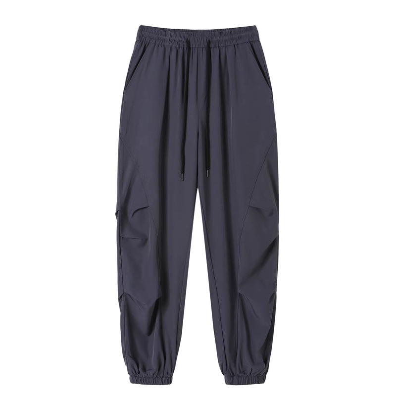 Gray Diagonal-Cut Quick-Dry Work Pants for Men, American-Style Ice Silk Breathable Paratrooper Pants, Outdoor Hiking Pants, Loose Long Pants Gray Diagonal-Cut Quick-Dry Work Pants for Men, American-Style Ice Silk Breathable Paratrooper Pants, Outdoor Hiking Pants, Loose Long Pants