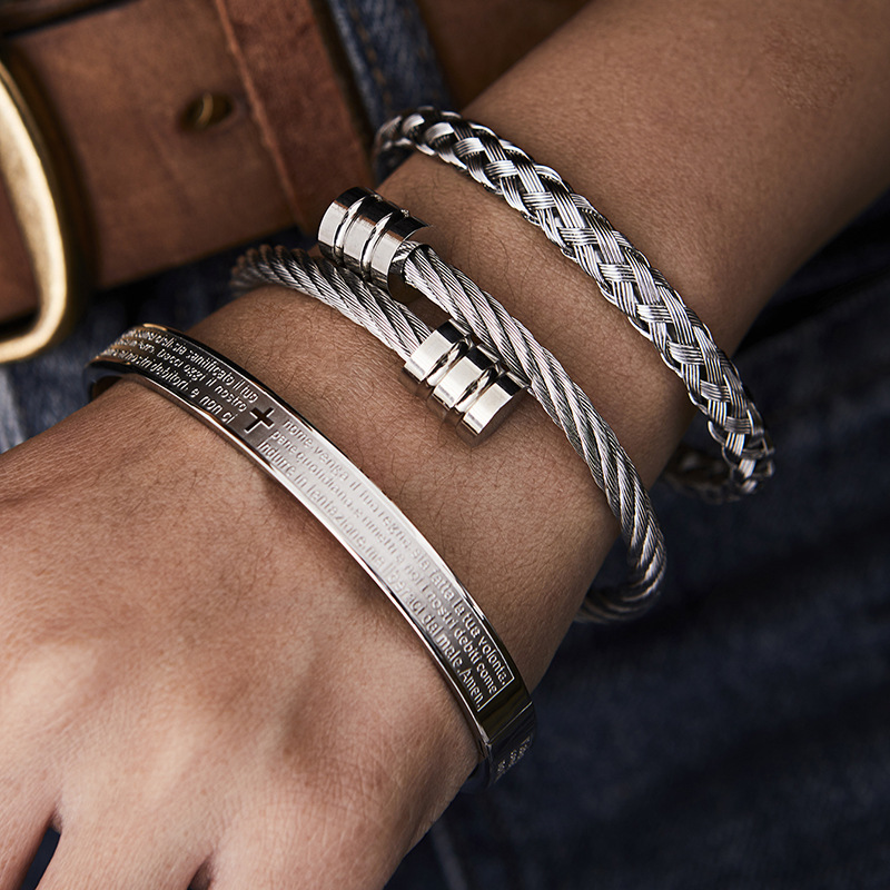 Conjunto de tres piezas Jinwen de cabeza redonda de acero dorado