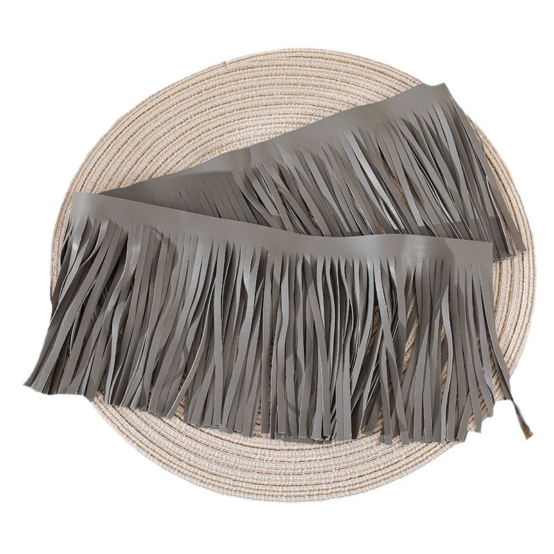 Cuero sintético de PU, cuero con flecos, cuero con borlas para bolsos, cuero sintético de PU de doble cara para ropa, flecos negros y rojos de fábrica