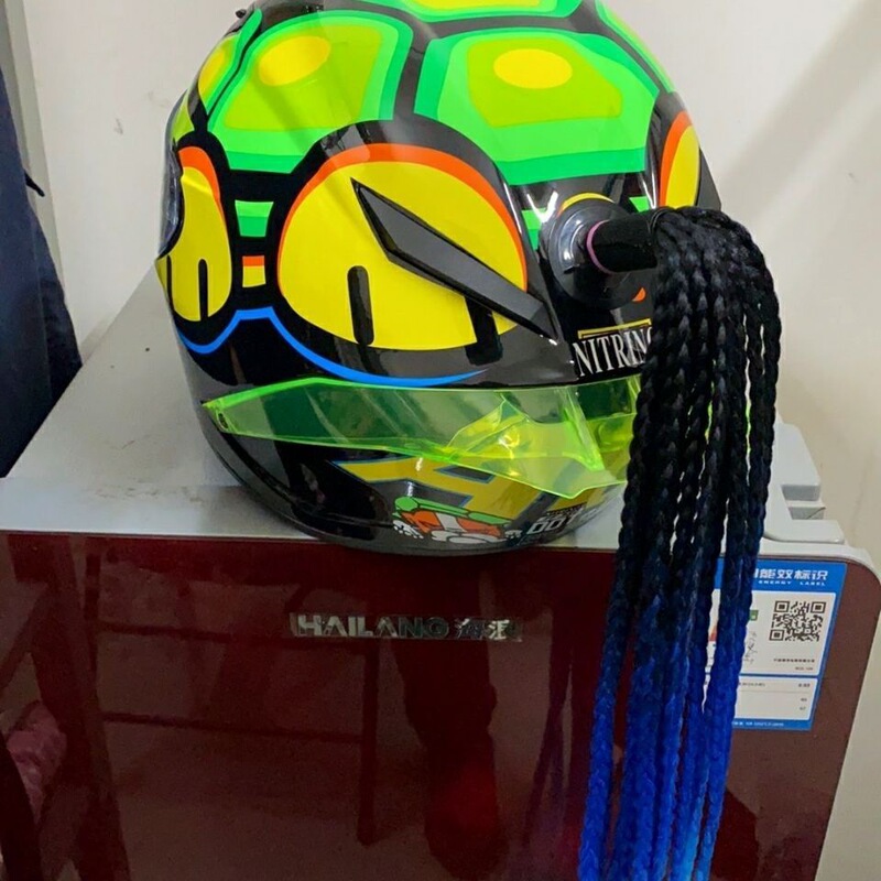 Off-Road Helmet Braids Motorcycle Helmet Dreadlock Decoration Internet Celebrity Helmet Tail Three-Strand Braid Helmet Ponytail Wig