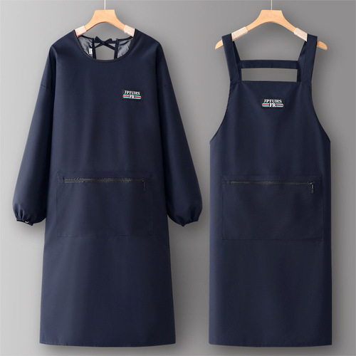 Apron for household use, kitchen apron with long sleeves, waterproof and oil-proof, customized for 2025 catering use with logo printing