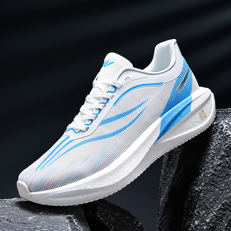 Guochao juvenil placa de carbono de palma completa zapatos de carreras para hombres 2025 nuevos zapatos de malla transpirables de explosión real